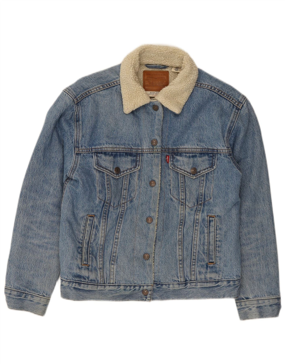 Levi's Graphic Sherpa traper jakna UK 10 Small Blue Cotton