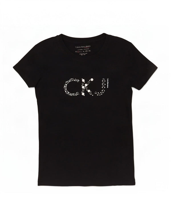 Calvin Klein Jeans Ženska grafička majica kratkih rukava UK 10 Small Black