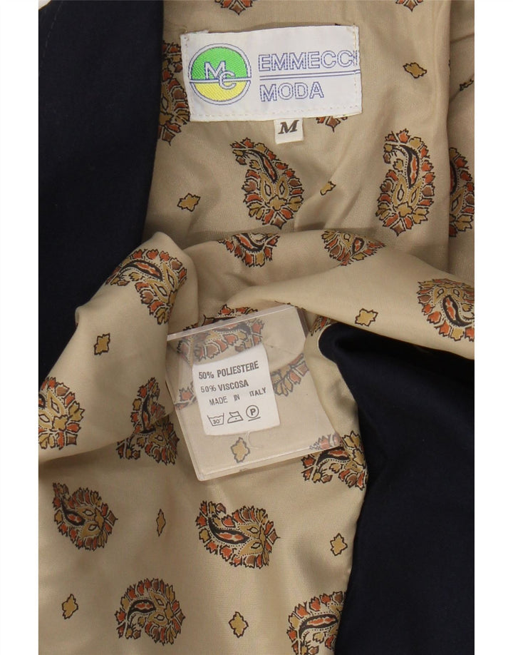 Vintage ženska jakna s 1 gumbom UK 14 Srednji tamnoplavi poliester