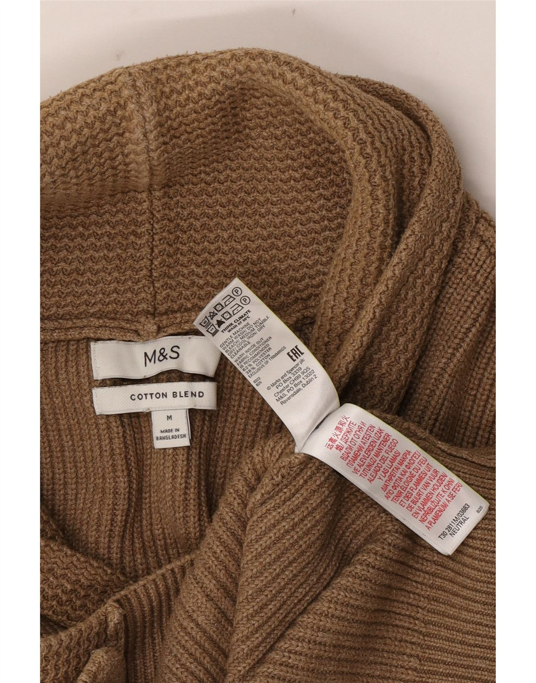 Marks & Spencer muški kardigan pulover srednje smeđe boje od poliestera