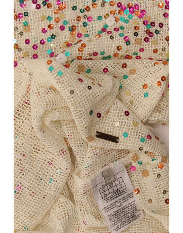 GUESS Ženska heklana bluza sa šljokicama UK 10 Small Off White Poliester