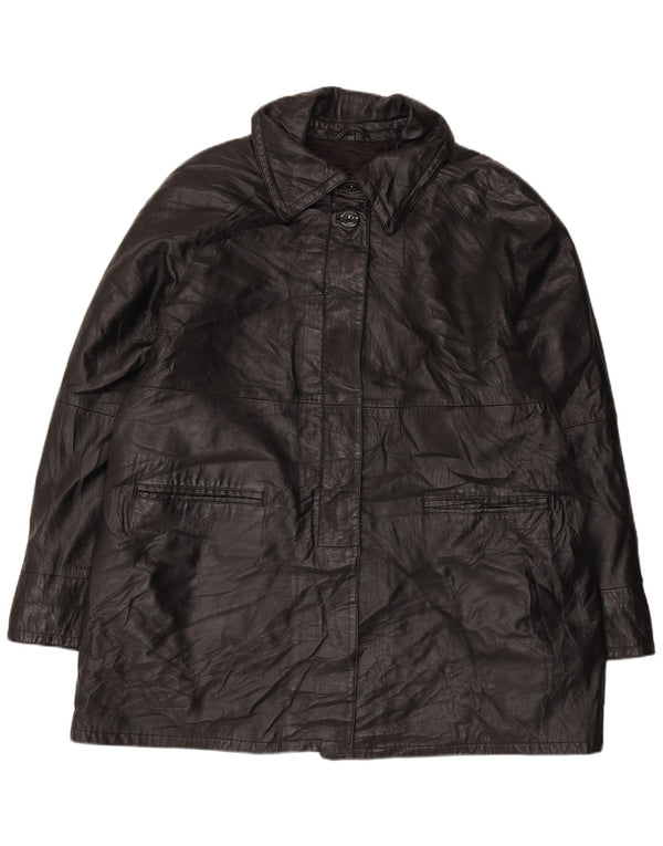 VINTAGE ženski preveliki kožni kaput IT 50 XL crna koža