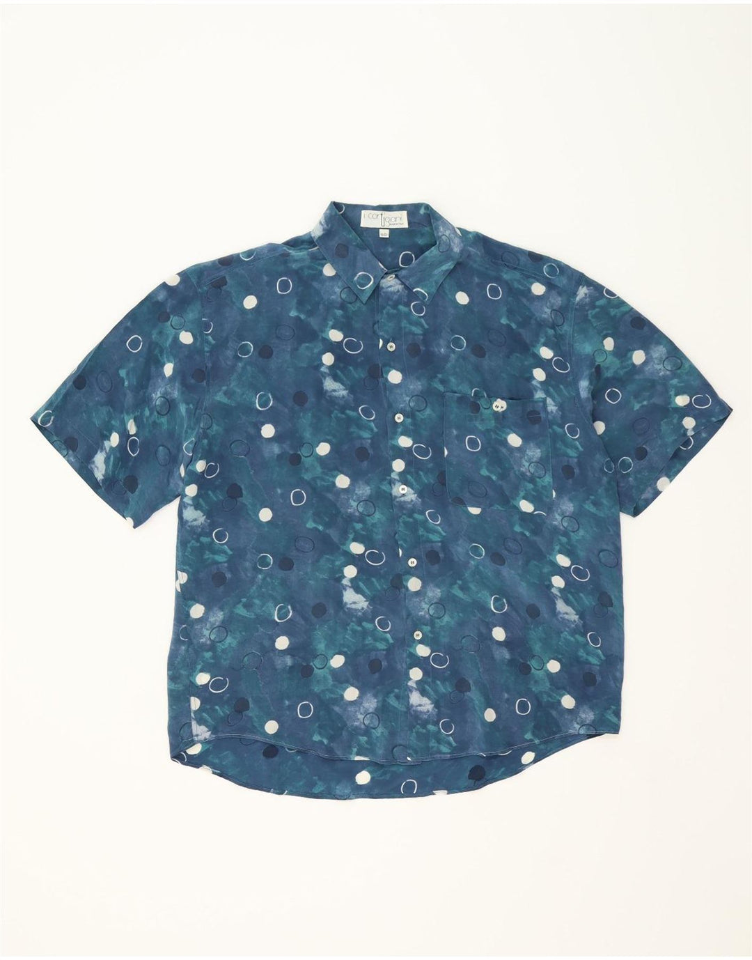 ICORTIGIANI Mens Short Sleeve Shirt IT 50 Medium Navy Blue Spotted Vintage ICORTIGIANI and Second-Hand ICORTIGIANI from Messina Hembry 