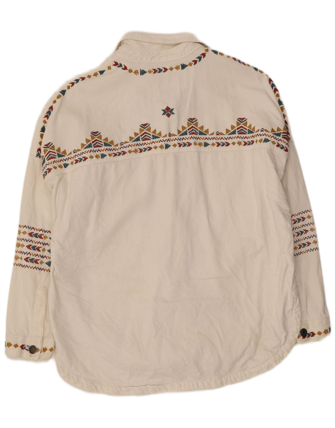 Zara ženska prevelika košulja UK 10 Mala bijela geometrijska pamuk