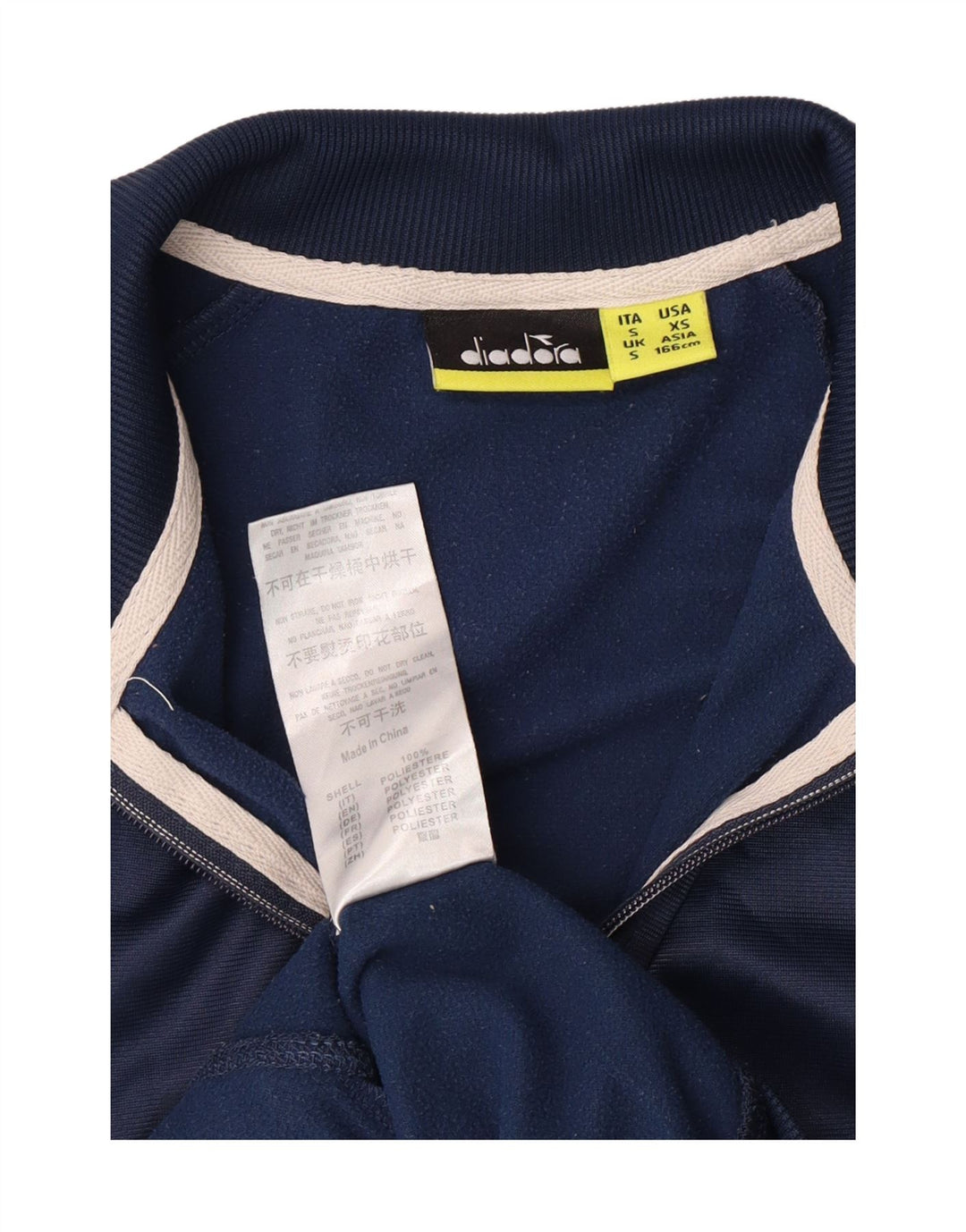 DIADORA Mens Tracksuit Top Jacket Small Navy Blue Polyester Vintage Diadora and Second-Hand Diadora from Messina Hembry 