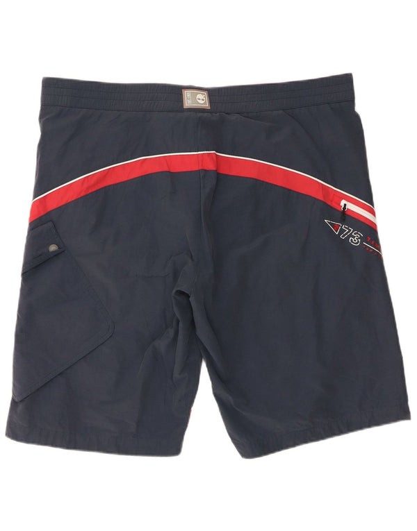 Timberland Mens Graphic Cargo Shorts XL W40  Navy Blue Colourblock Cotton