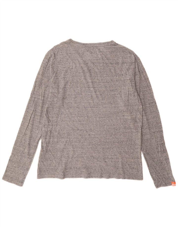 SUPERDRY Mens Top Long Sleeve 2XL Grey Flecked Cotton Vintage Superdry and Second-Hand Superdry from Messina Hembry 
