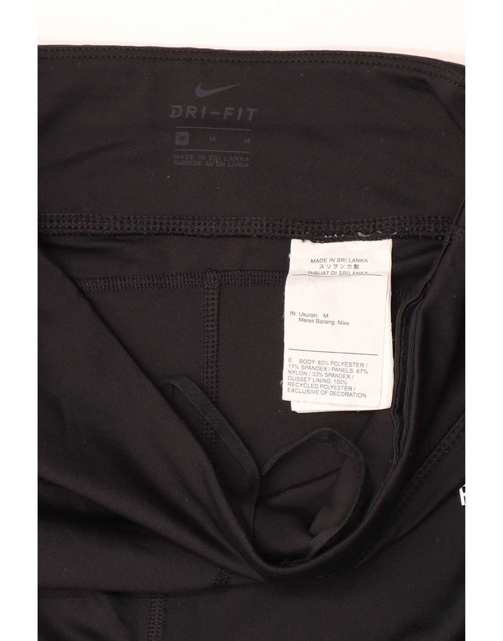 Nike Ženske Dri Fit Graphic Leggings UK 12 Srednje crni poliester
