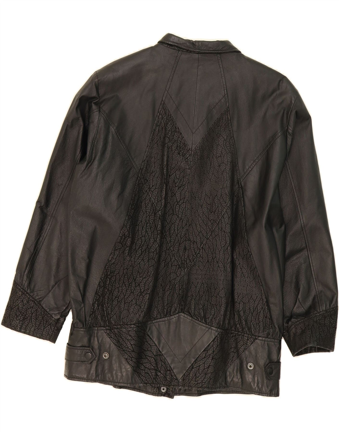 LEPEGRO Womens Abstract Pattern Leather Jacket EU 38 Medium Black Leather Vintage Lepegro and Second-Hand Lepegro from Messina Hembry 