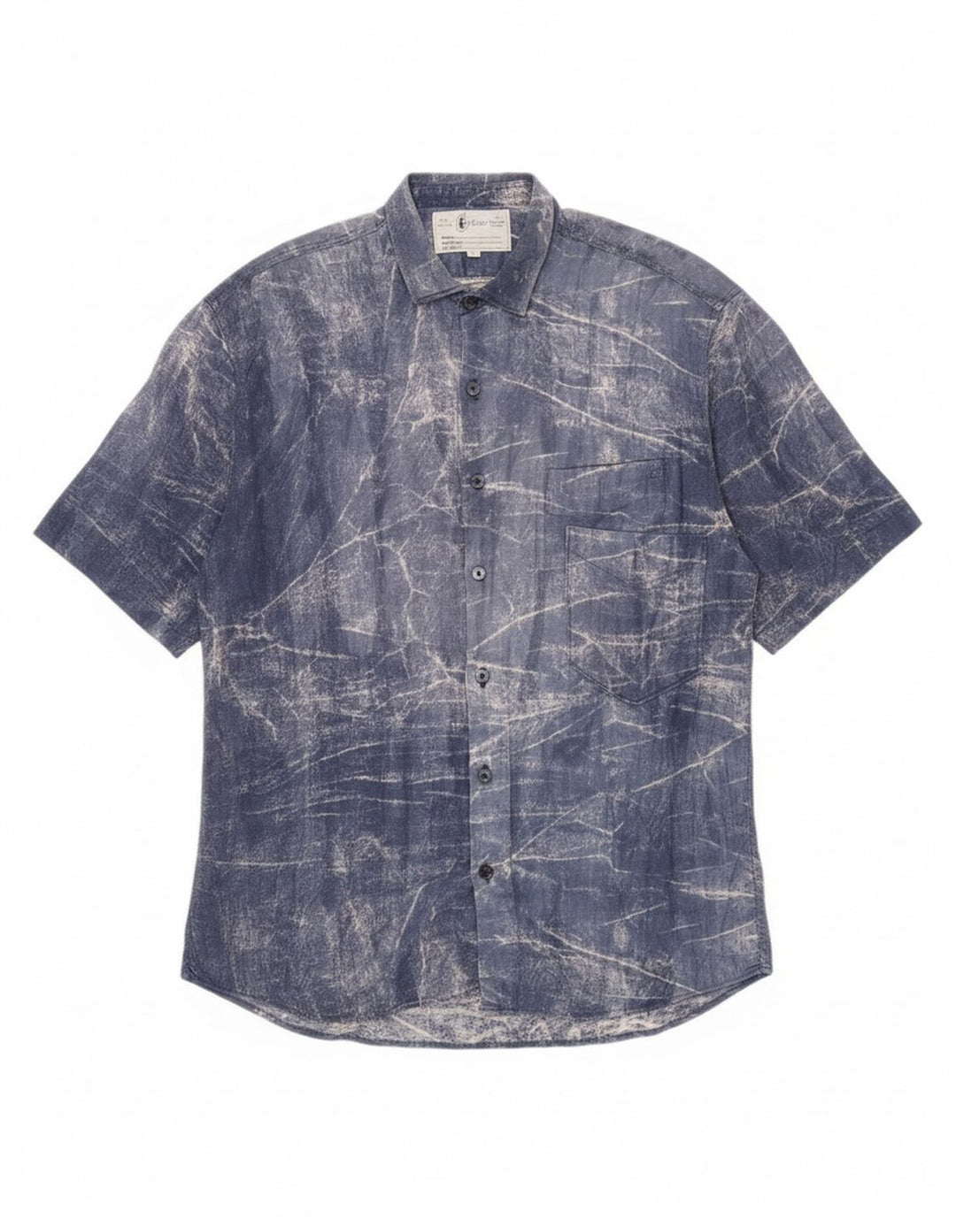 VINTAGE Mens Short Sleeve Shirt Large Blue Tie Dye