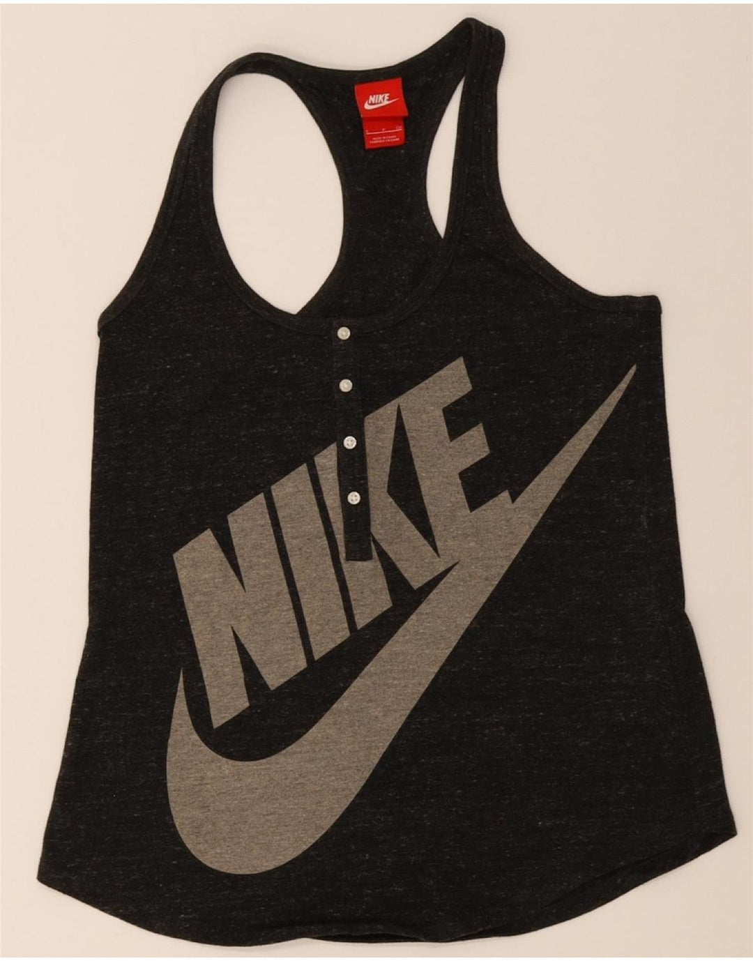 NIKE Womens Graphic Vest Top UK 10 Small Black Cotton Vintage Nike and Second-Hand Nike from Messina Hembry 