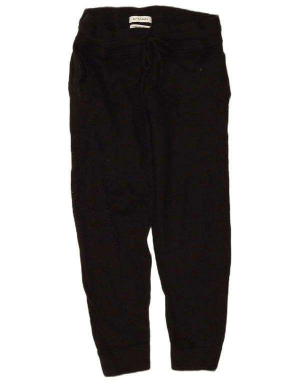 Marks & Spencer ženske pletene joggers ležerne hlače velike W32 L26 crne