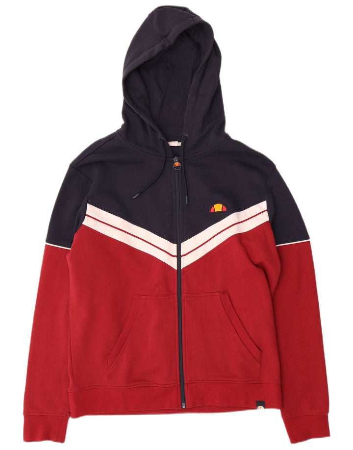 ELLESSE muški pulover s kapuljačom na patentni zatvarač srednje crvene boje, pamuk