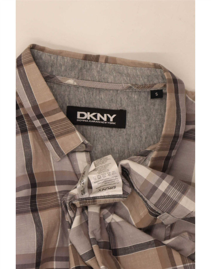 Dkny muška košulja mala siva karirana pamuk