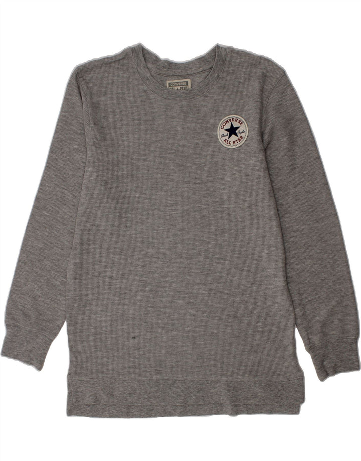 CONVERSE Girls Sweatshirt Jumper 10-11 Years Medium Grey Vintage Converse and Second-Hand Converse from Messina Hembry 