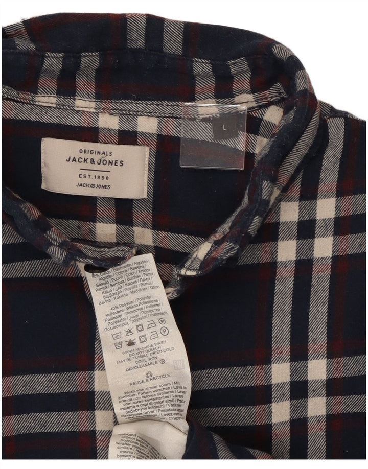 JACK & JONES Muška košulja od flanela, pamuk, veliki tamnoplavi karirani komad