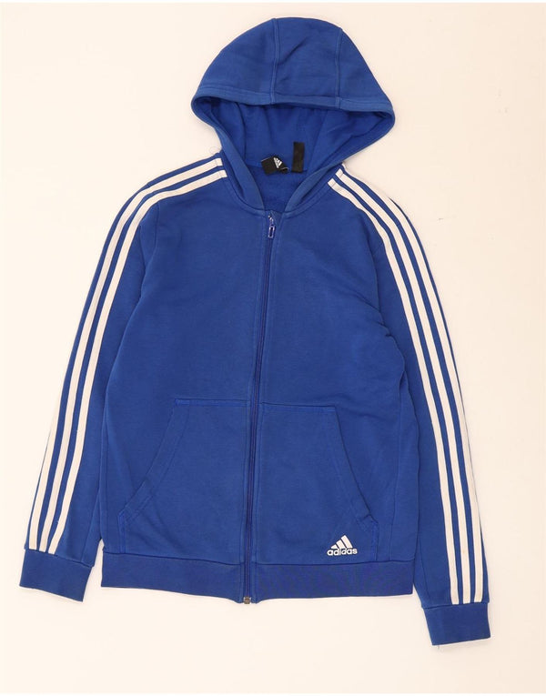 Adidas pulover s kapuljačom s patentnim zatvaračem za dječake 13-14 godina, plavi