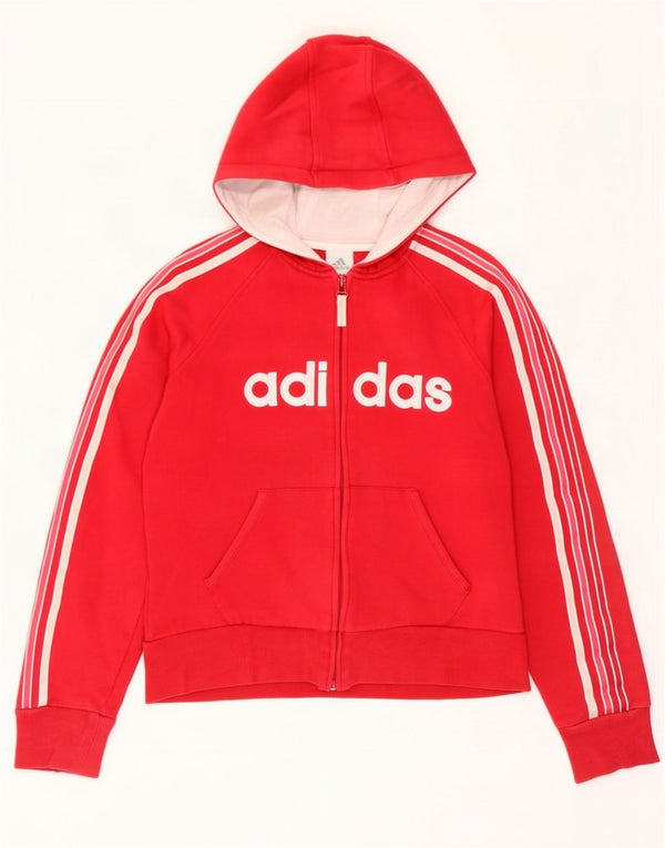 Adidas ženski džemper s kapuljačom s patentnim zatvaračem UK 12 Srednje crveni pamuk