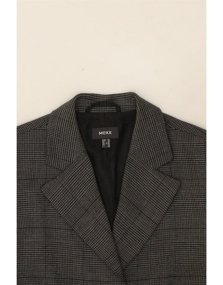 MEXX Womens 2 Button Blazer Jacket UK 10 Small Grey Check Polyester Vintage Mexx and Second-Hand Mexx from Messina Hembry 