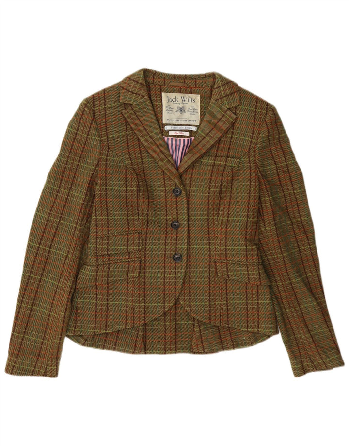 Jack Wills Ženska jakna s 3 gumba UK 12 Srednje zelena karirana vuna