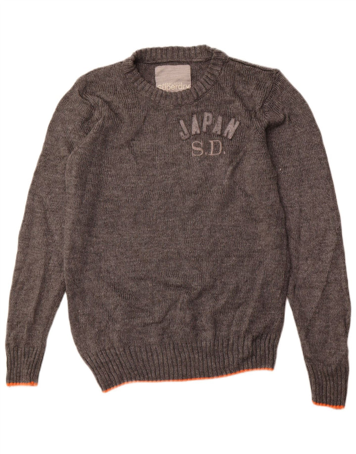 Superdry muški džemper s okruglim izrezom, veliki sivi akril