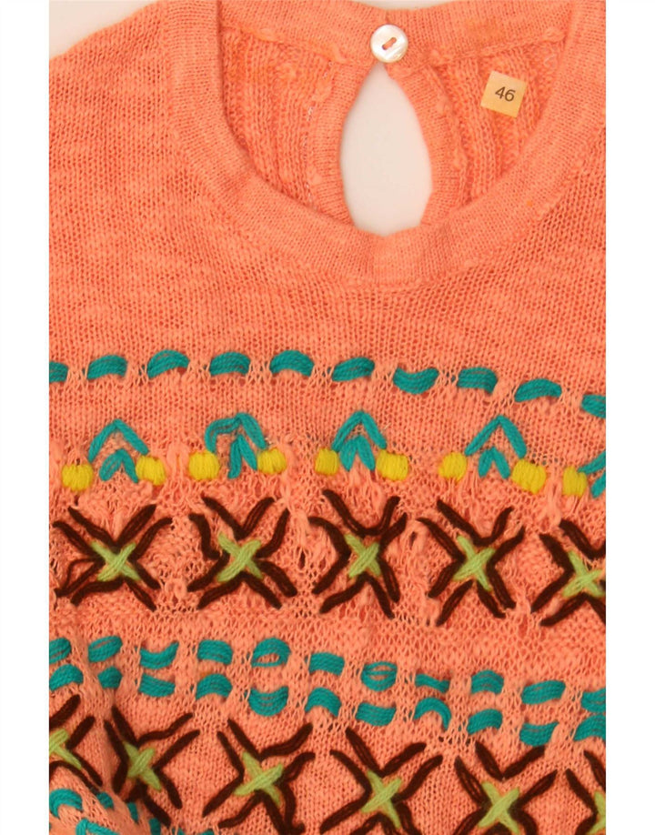 Vintage ženska pletena bluza Top IT 46 Large Orange Fair Isle