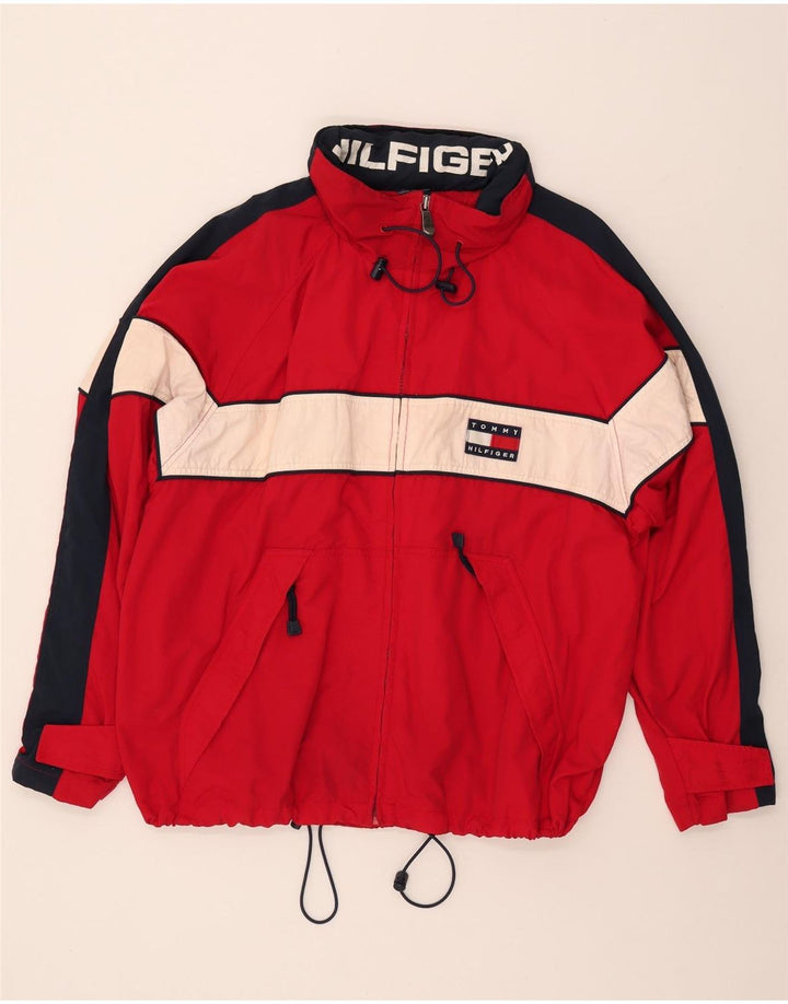 Tommy Hilfiger muška kišna jakna s kapuljačom UK 40 Large Red Colourblock najlon