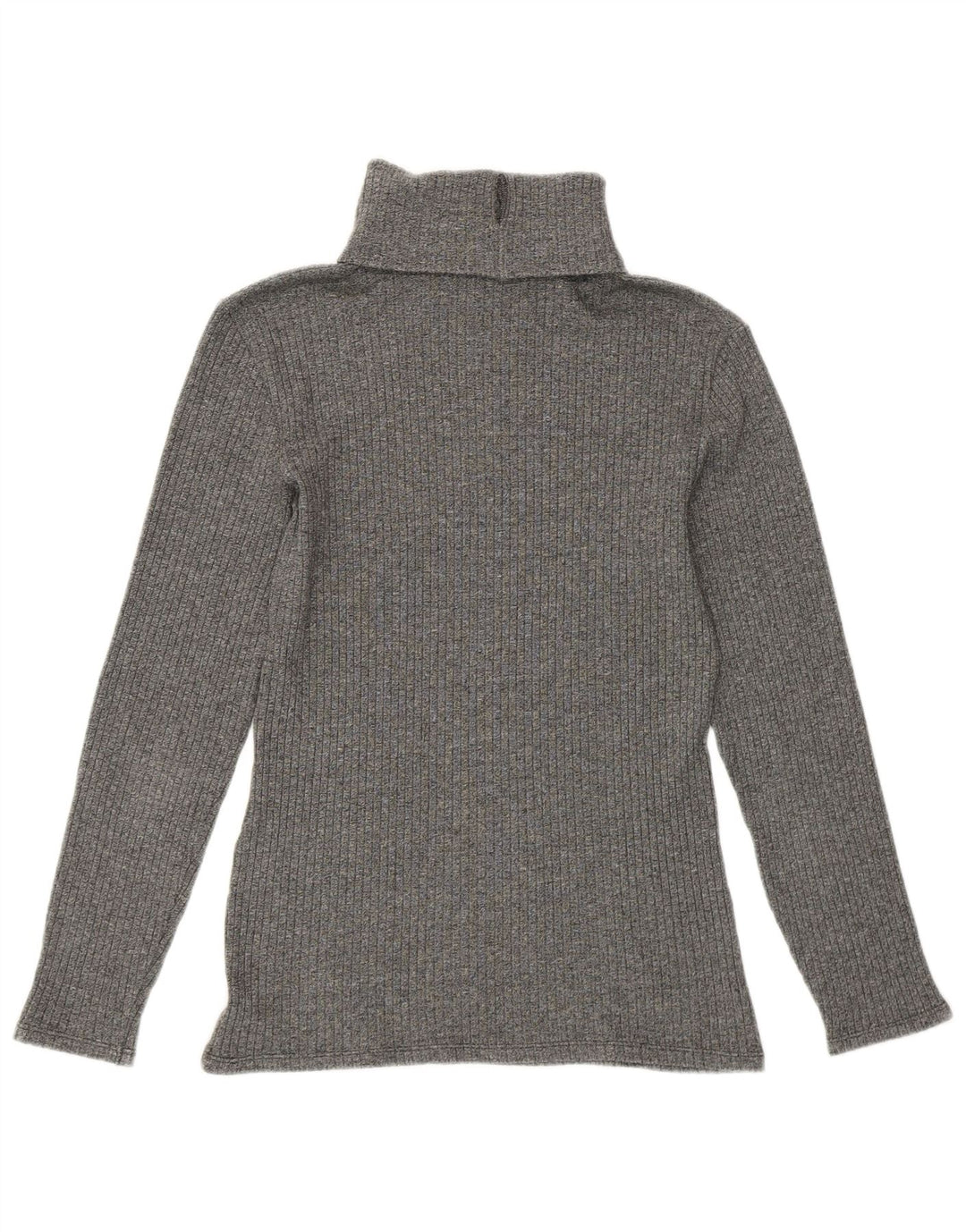 BENETTON Womens Roll Neck Top Long Sleeve UK 12 Medium Grey Acrylic