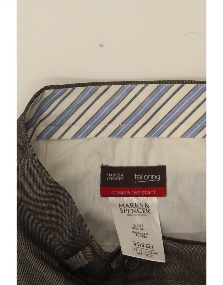 Marks & Spencer muške hlače ravnog odijela W34 L29 sivi poliester
