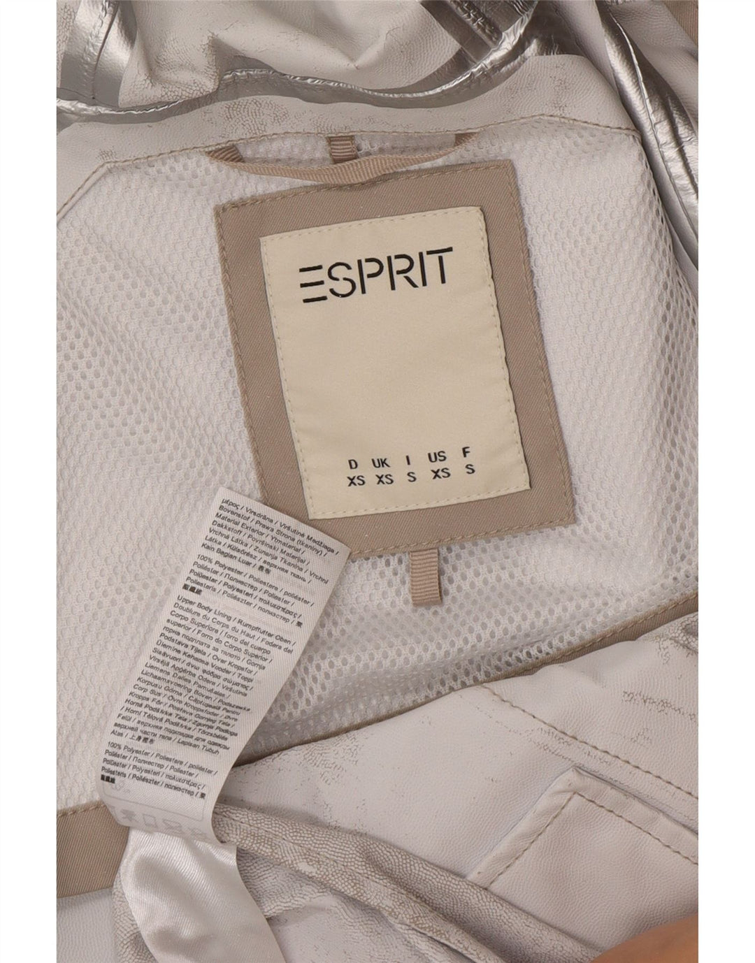 Esprit ženska velika kabanica s kapuljačom UK 6 XS bež poliester