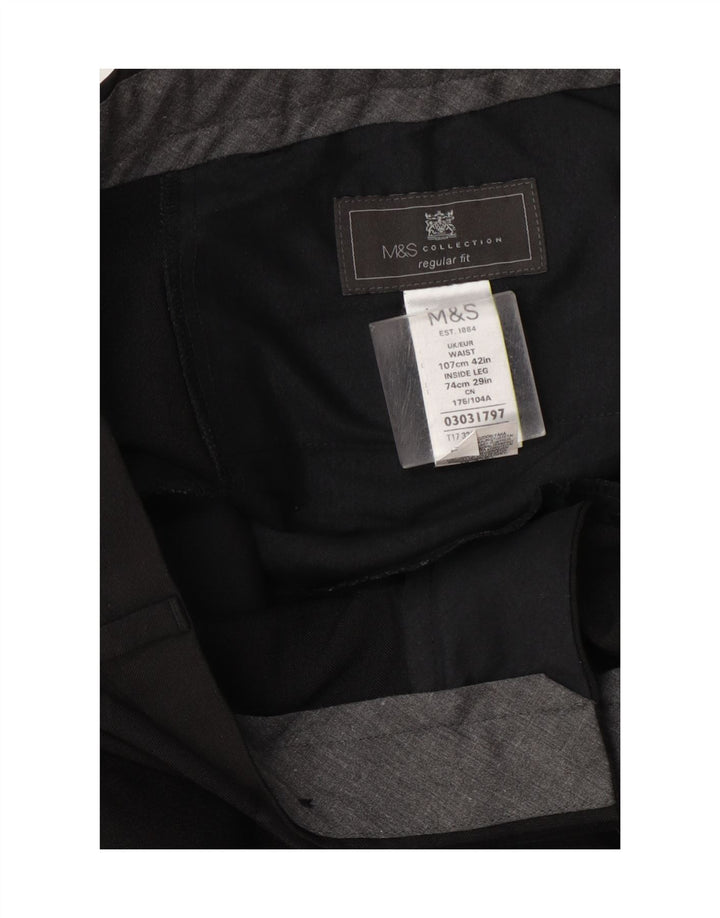 Marks & Spencer muške hlače standardnog kroja W42 L29 crni poliester