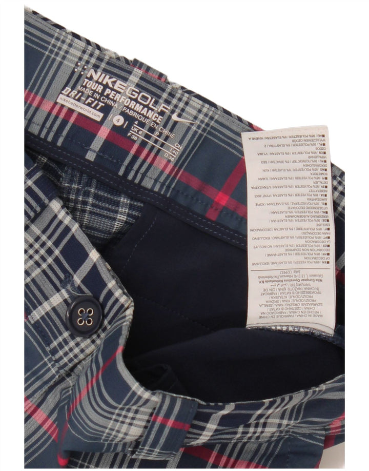 Nike Ženske Dri Fit Chino kratke hlače UK 8 Small W28 plavi karirani poliester