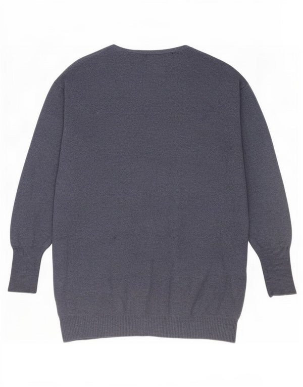 Marks & Spencer ženski prekomjerni džemper UK 16 Large tamnoplavi