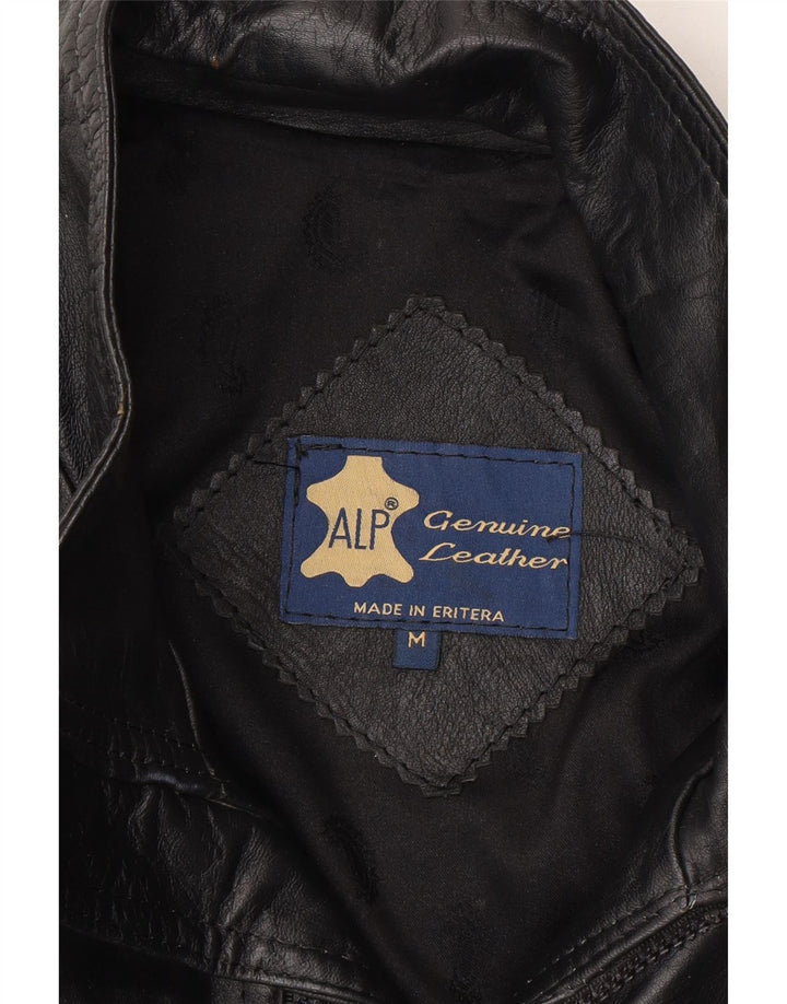 VINTAGE Mens Leather Coat UK 38 Medium Black Leather Vintage Vintage and Second-Hand Vintage from Messina Hembry 