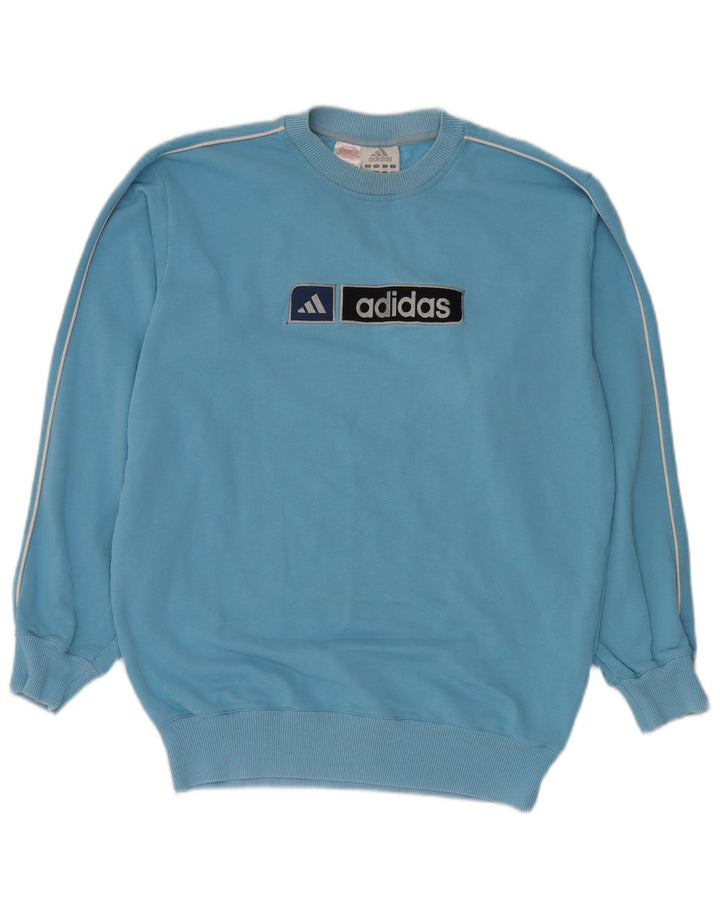 ADIDAS Boys Oversized Graphic Sweatshirt Džemper 15-16 Years Blue Pamuk