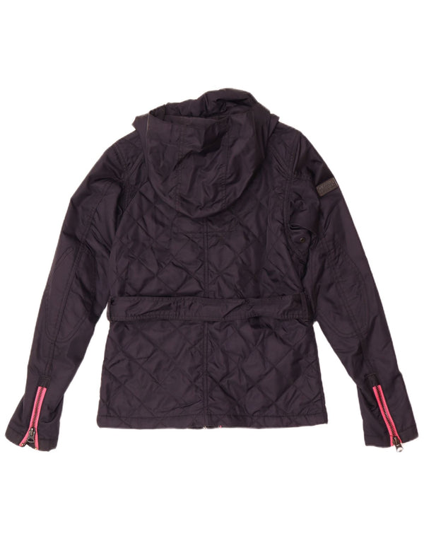 Superdry ženska prošivena jakna s kapuljačom UK 4 XS tamnoplavi najlonski motocikl