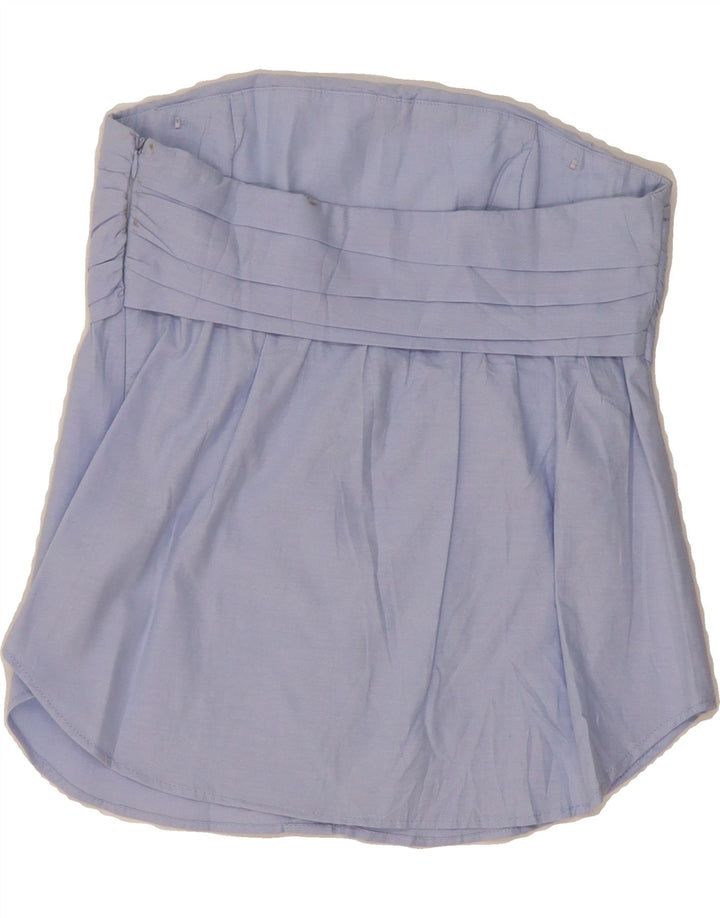 ZARA Womens Strapless Top UK 10 Small Blue Cotton Vintage Zara and Second-Hand Zara from Messina Hembry 