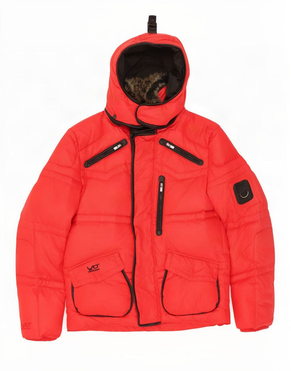 Jack & Jones muška podstavljena jakna s kapuljačom UK 38 srednji crveni najlon