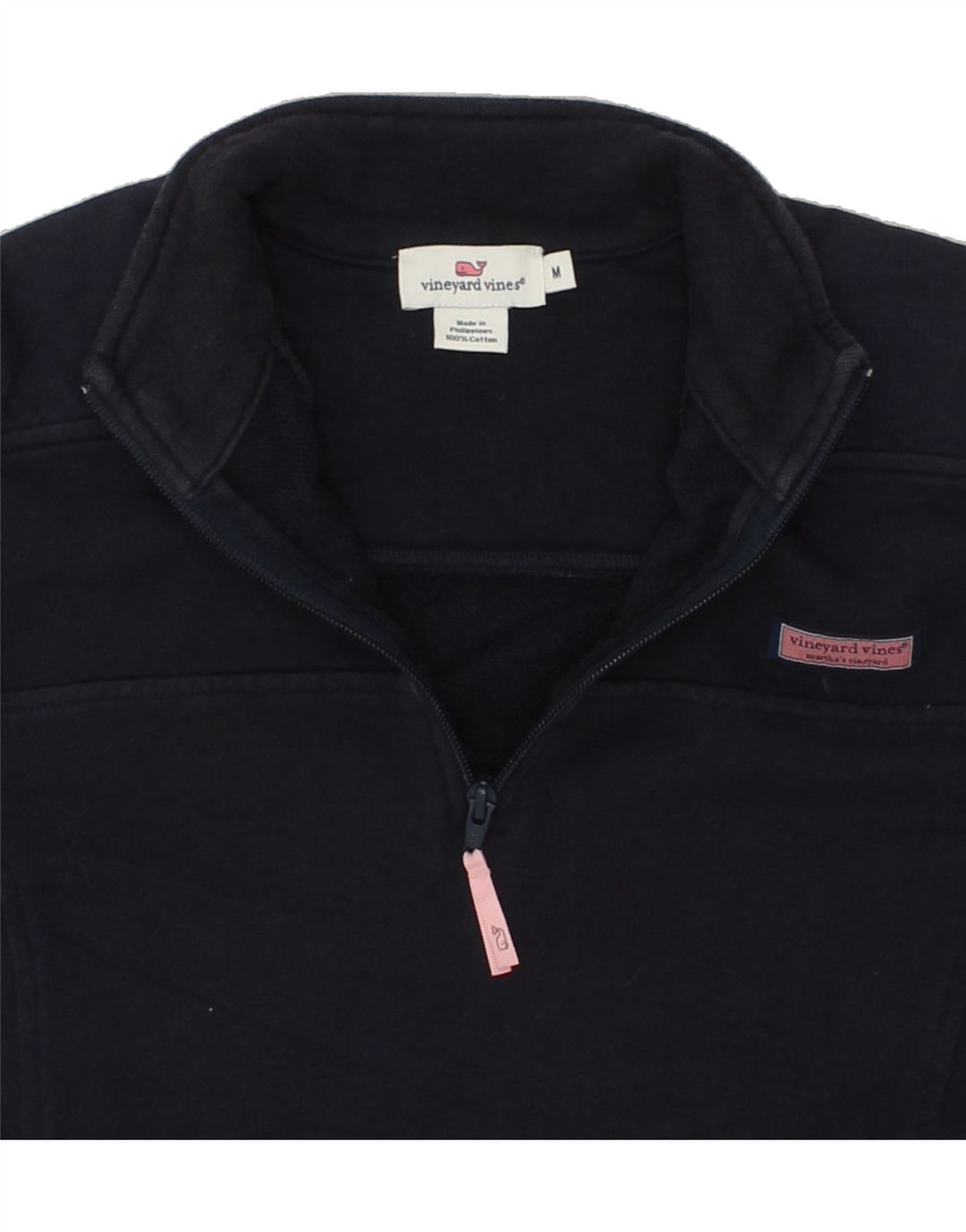 VINEYARD VINES Womens Zip Neck Sweatshirt Jumper UK 12 Medium Navy Blue Vintage Vineyard Vines and Second-Hand Vineyard Vines from Messina Hembry 