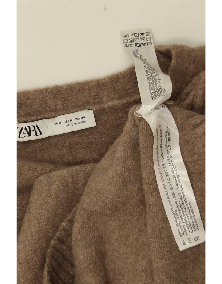 Preveliki ženski kardigan pulover Zara UK 14 Srednje smeđi akril