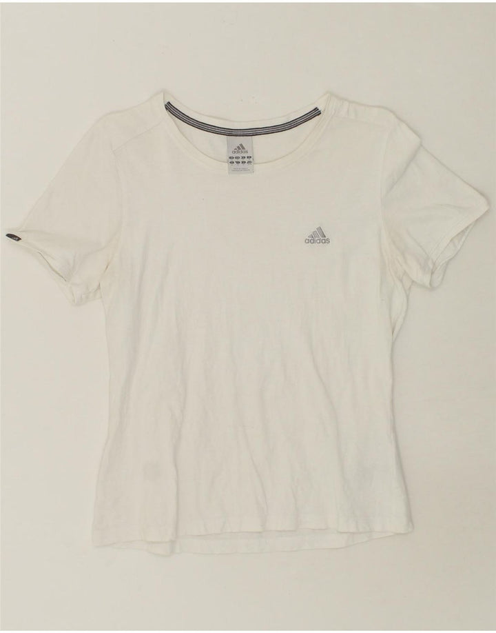 ADIDAS Womens T-Shirt Top UK 14 Medium White Cotton Vintage Adidas and Second-Hand Adidas from Messina Hembry 