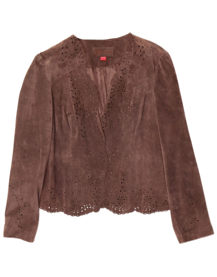 MONSOON ženska jakna sa jaknom od antilopa UK 16 velika smeđa koža