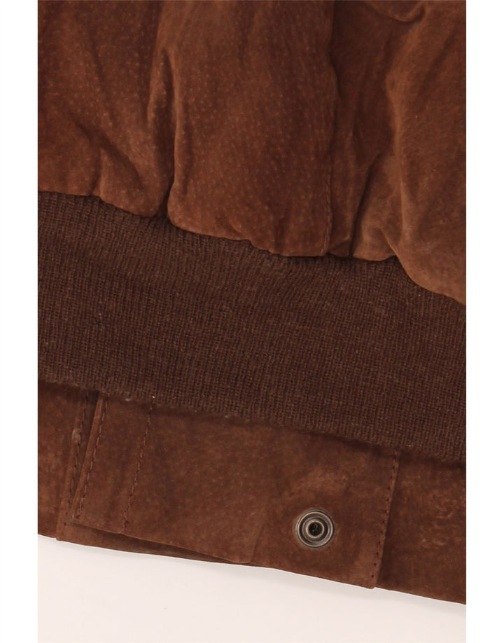 Vintage muška Sherpa široka jakna UK 44 2XL smeđa geometrijska koža