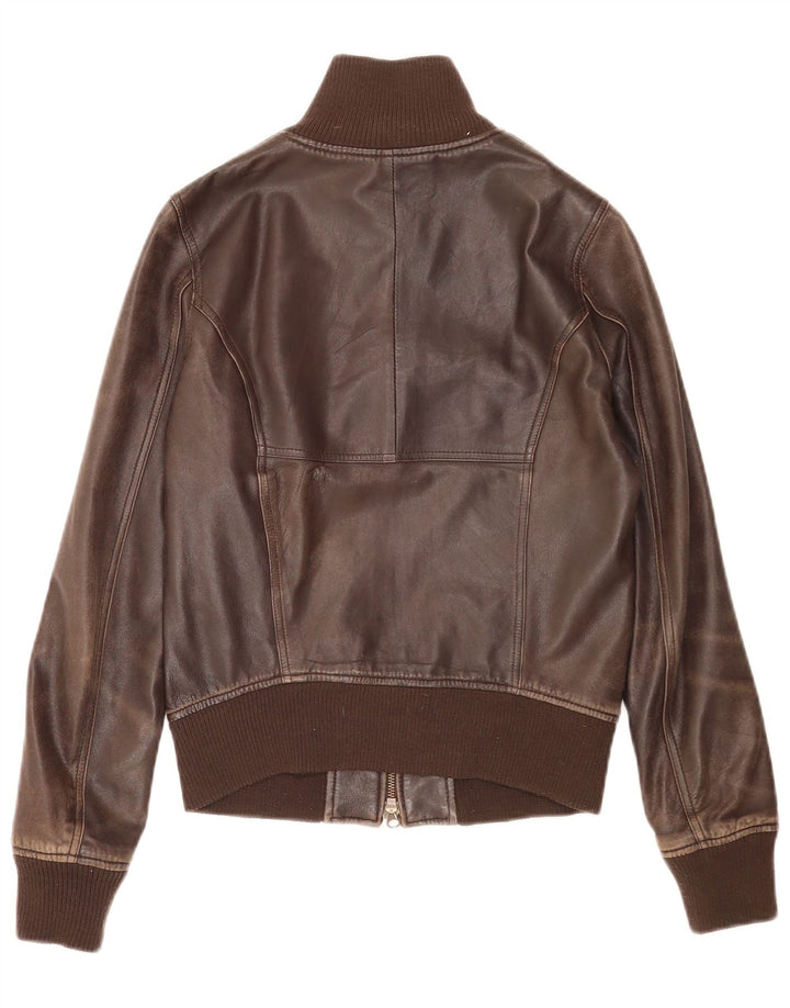 Sisley ženska bomber kožna jakna UK 6 XS smeđa koža