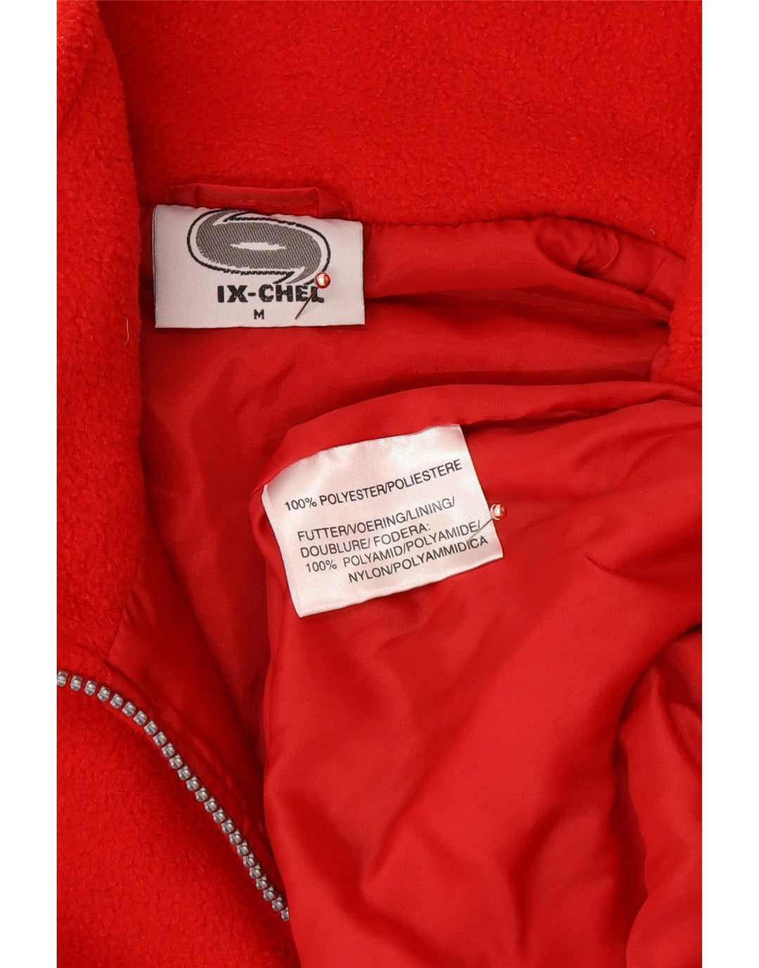 VINTAGE muški džemper od flisa srednjeg kroja s patentnim zatvaračem i izrezom, srednji crveni poliester