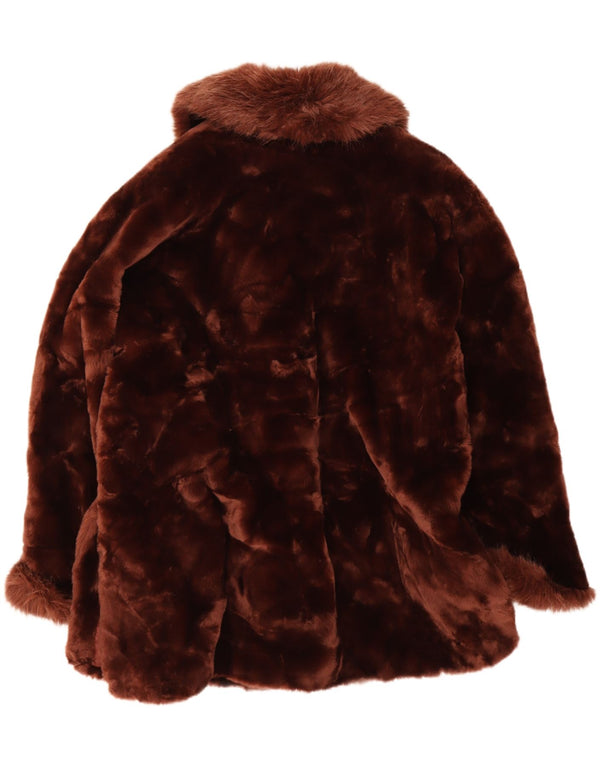 Stefano Serapian ženski preveliki duffle kaput od umjetnog krzna UK 10 Small Brown