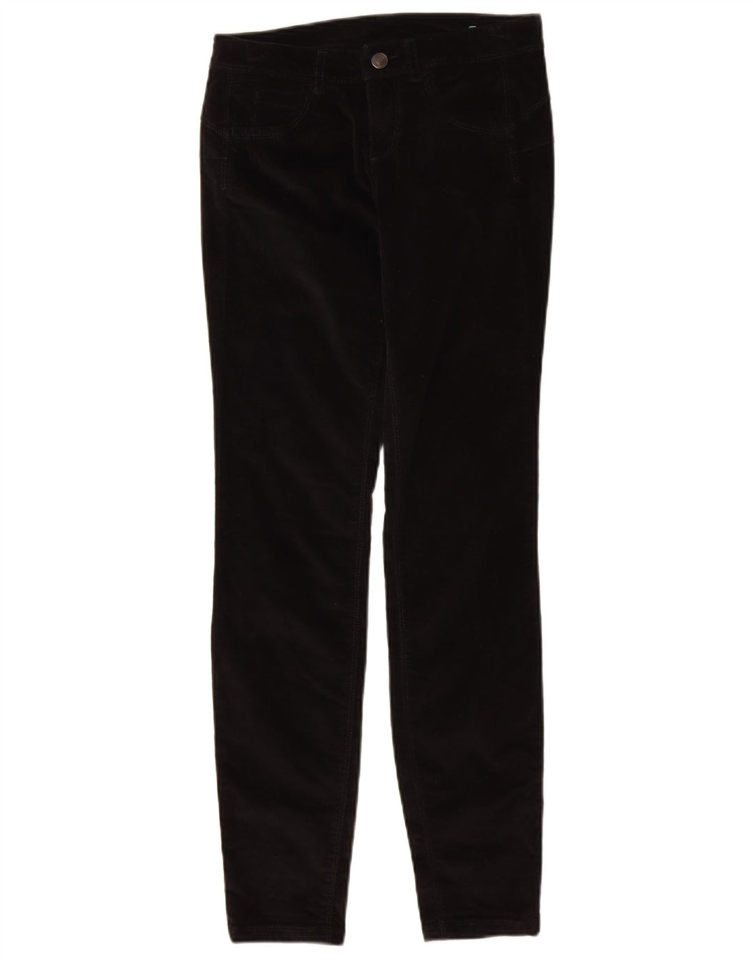 BENETTON Ženske uske hlače od samta W26 L29 crne