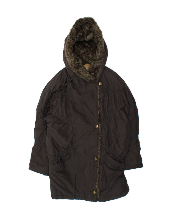 VINTAGE Womens Hooded Parka Jacket IT 44/46 Medium Black Polyamide Vintage Vintage and Second-Hand Vintage from Messina Hembry 