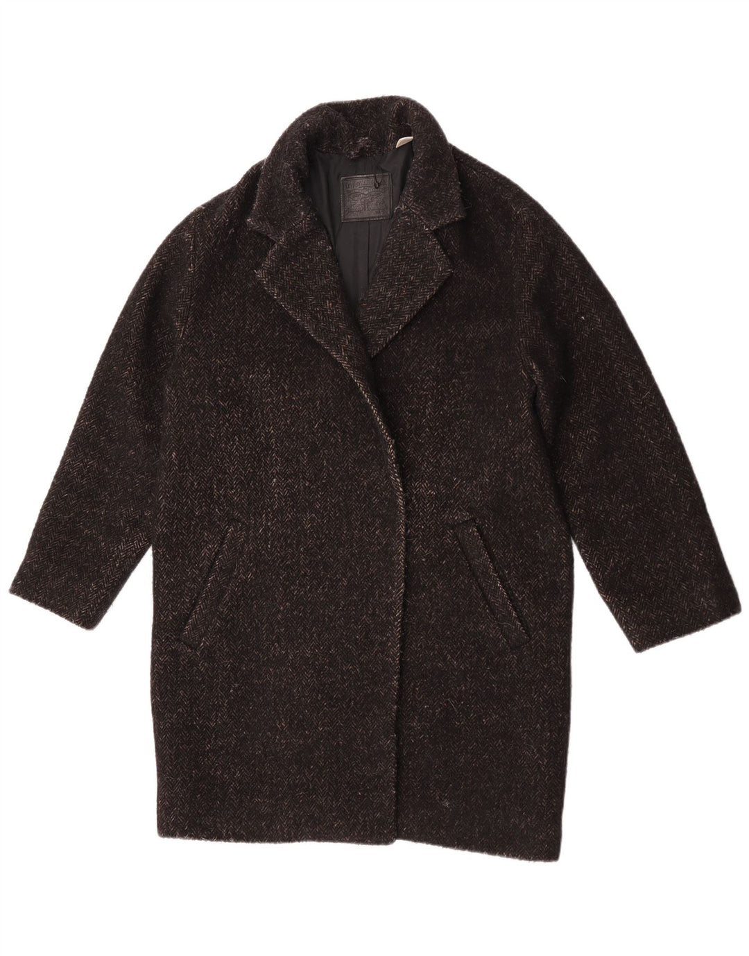 Levi's ženski preveliki kaput UK 10 Mali crni poliester riblja kost