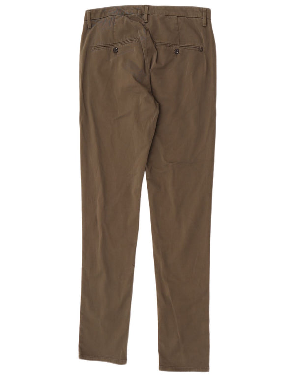 Dondup Mens Slim Chino Trousers W33 L33 Khaki Cotton